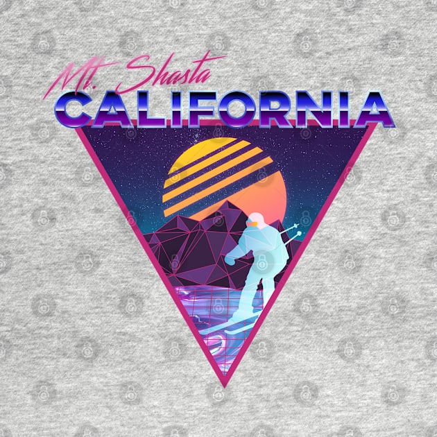 Retro Vaporwave Ski Mountain | Mt. Shasta California | Shirts, Stickers, and More! by KlehmInTime